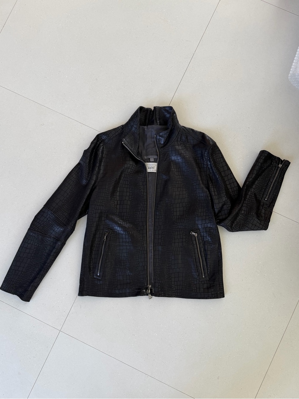 John Varvatos Black Textured Zip Jacket